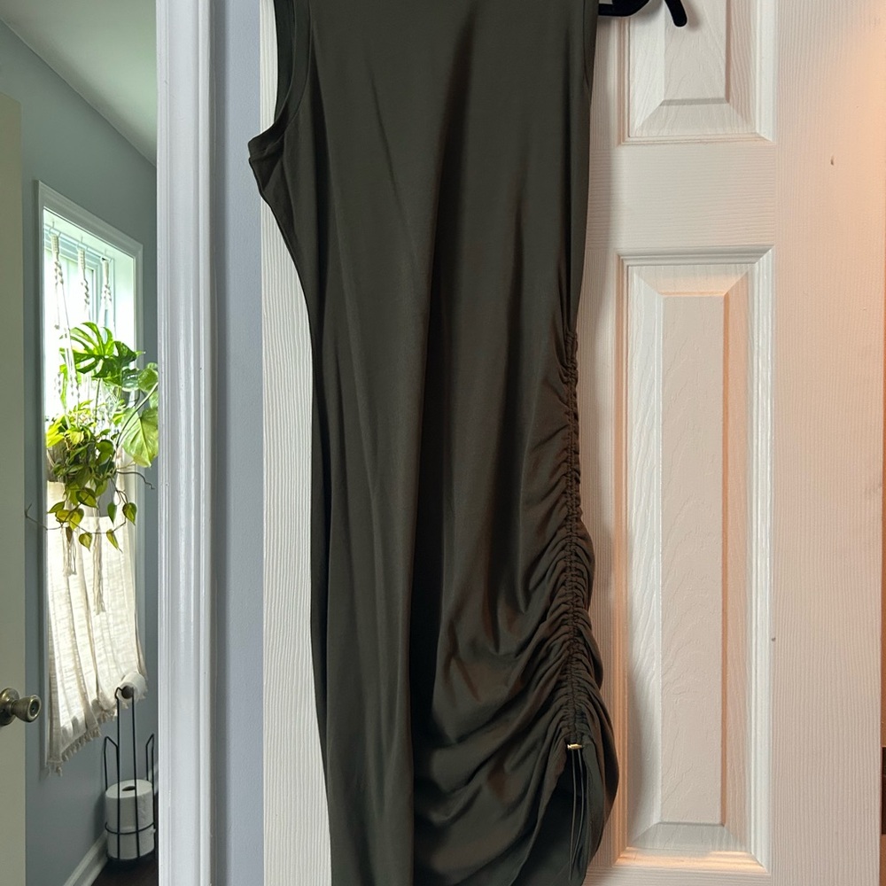 Michael Kors One Shoulder Olive Dress